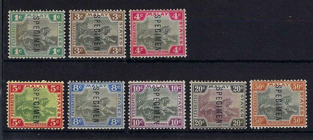 Image of Malaysia-Federated Malay States SG 15S/22S VLMM British Commonwealth Stamp